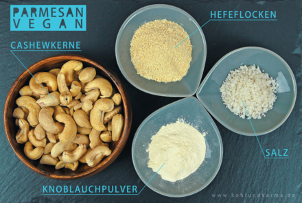 Cashew-Parmesan Rezept - Veganer-Käse - Zutaten - kohlundkarma